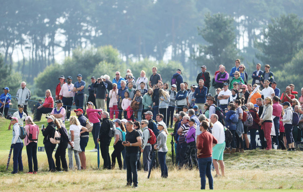 Georgia Hall tees off on Carnoustie's 15th hole